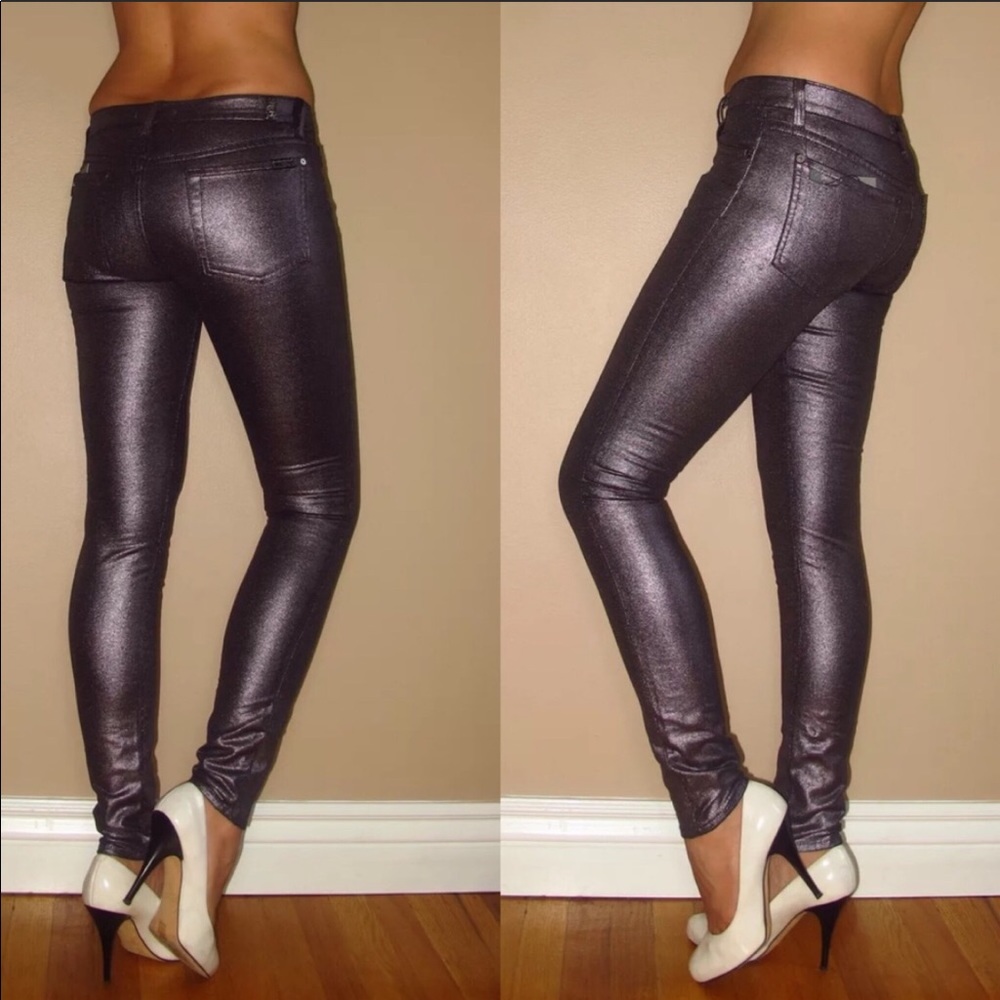 7 For All Mankind Metallic Skinny Jeans New w/Flaw